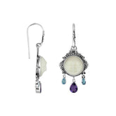 AE-8012-CO1 Sterling Silver Earring With Blue Topaz, Bone Face & Amethyst Jewelry Bali Designs Inc